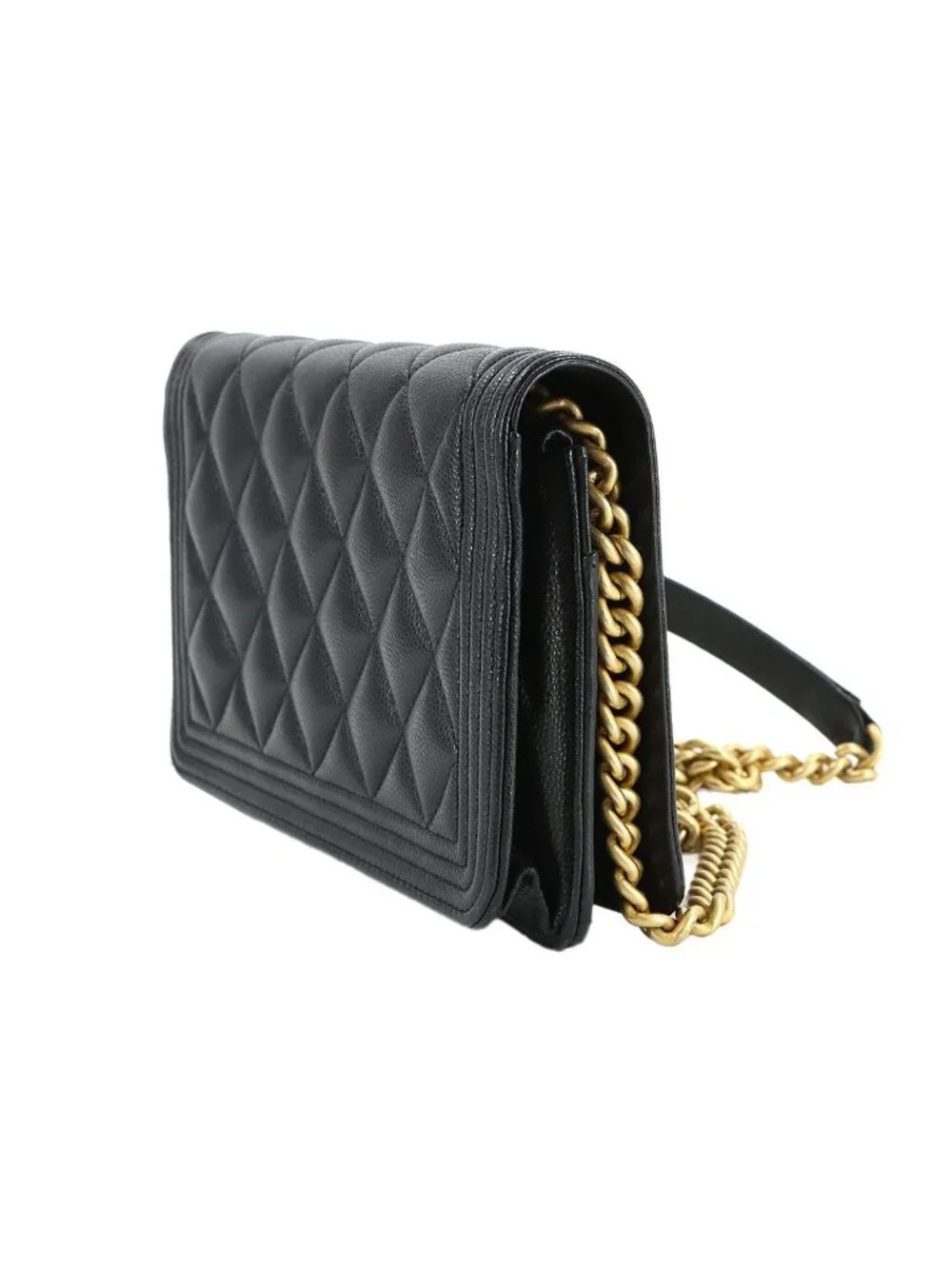 ★SOLD★ Chanel Chain Wallet Caviar Leather Black Gold - Picture 3 of 10